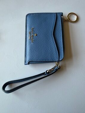 kate spade Blue Leather Wristlet Card Holder with Key Ring